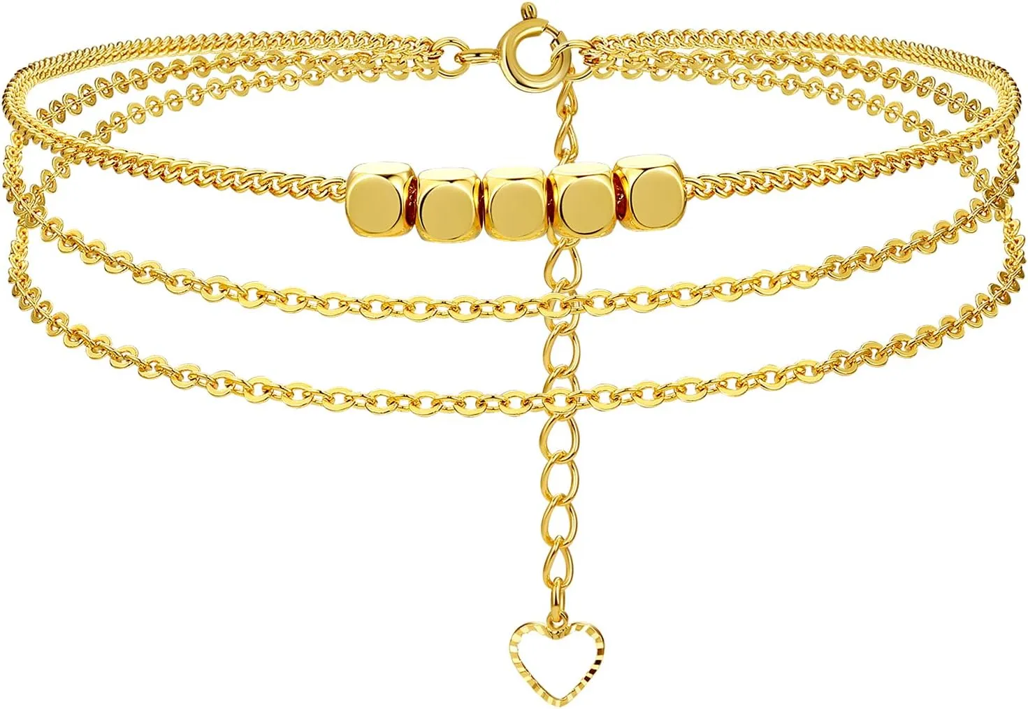 14K Gold Ankle Bracelets for Women, Handmade Dainty Adjustable Ankle Bracelets, Minimalist Summer Beach Gold Anklets for Women Jewelry