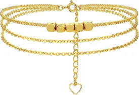14K Gold Ankle Bracelets for Women, Handmade Dainty Adjustable Ankle Bracelets, Minimalist Summer Beach Gold Anklets for Women Jewelry