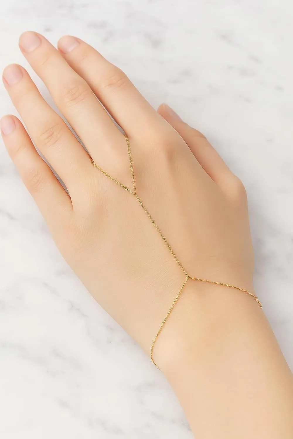 14K Solid Gold Hand Chain Bracelet  Dainty Finger Bracelet for Women  Minimalist Gold Slave Bracelet  Real Gold Jewelry Gift (8 Inches)