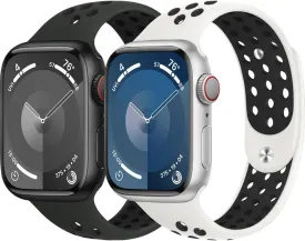 2 Pack Sport Band for Apple Watch Bands 40mm 41mm 44mm 45mm 46mm 49mm iWatch Band 38mm 42mm Men/Women/Kid,Breathable Silicone Strap Wristband for Apple Watch series 10 9 8 7 6 5 4 3 SE Ultra/2 Nike 