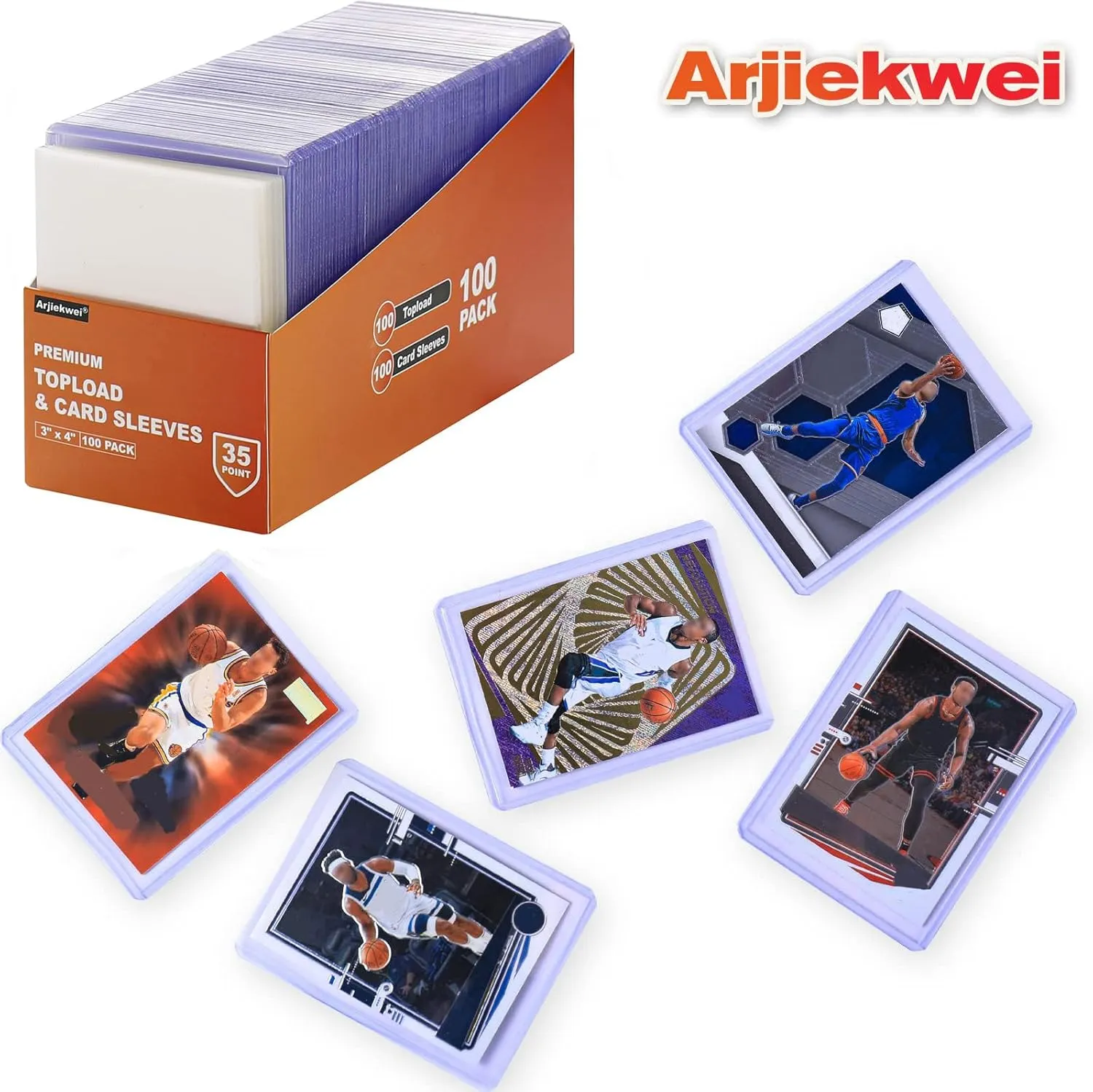 200 Card Sleeves Top Loaders for Cards, Arjiekwei 3"X4" Baseball Card Protectors Hard Plastic, Premium Toploaders Card Holder for Trading Sports Football Game Cards(100 Top Loaders   100 Card Sleeves)