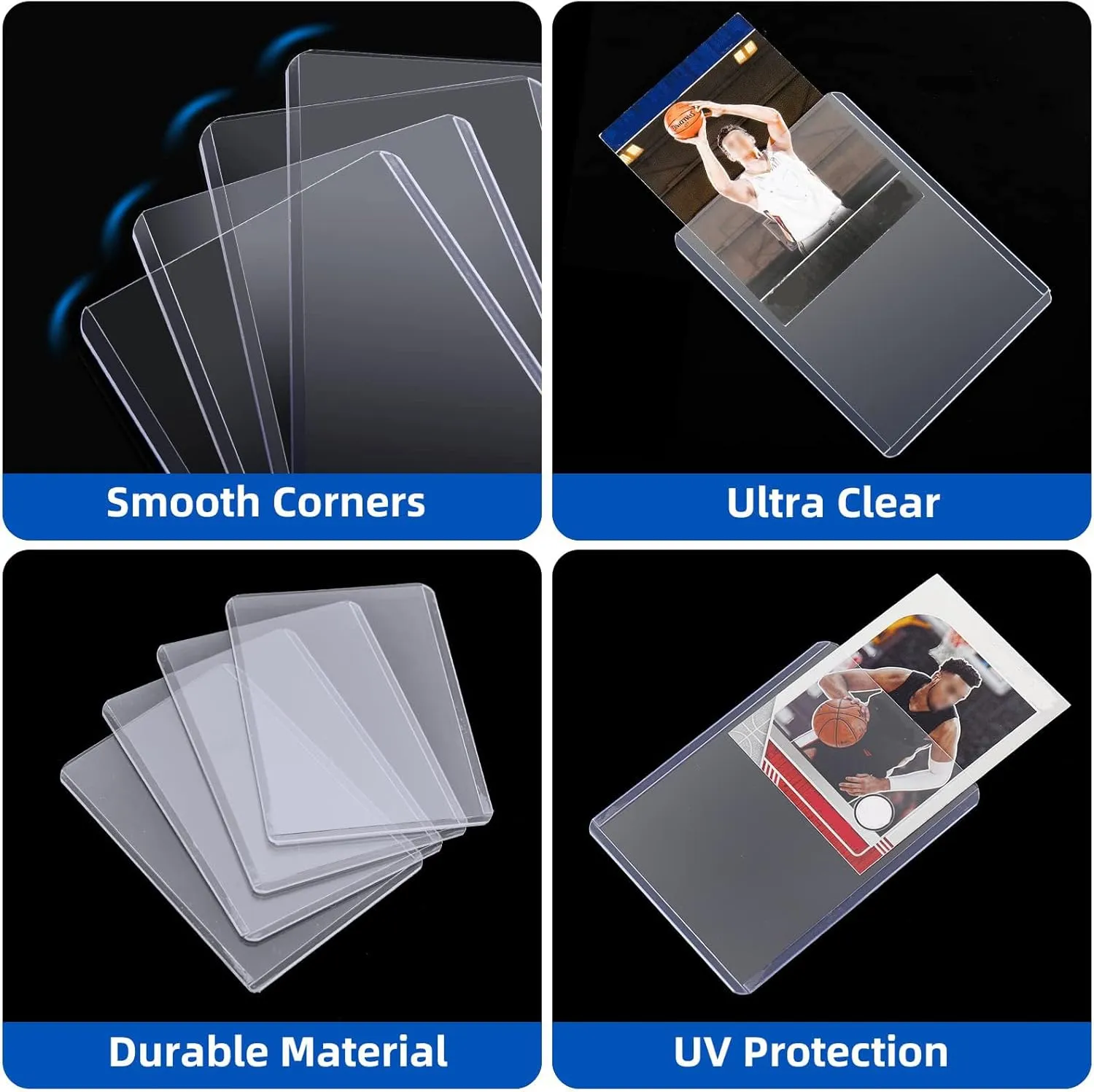 200 Card Sleeves Top Loaders for Cards, Arjiekwei 3"X4" Baseball Card Protectors Hard Plastic, Premium Toploaders Card Holder for Trading Sports Football Game Cards(100 Top Loaders   100 Card Sleeves)