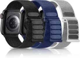 3 Pack Band Compatible with Apple Watch Band 38mm 40mm 41mm 42mm 44mm 45mm 46mm 49mm Women Men, Breathable Braided Woven Fabric Nylon Sport Loop Strap for iWatch SE Ultra Series 10 9 8 7 6 5 4 3 2 1