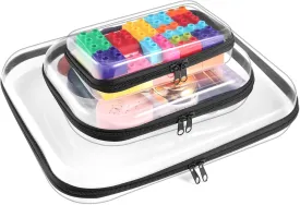 3Pcs Clear Zipper Pouch, PVC Plastic Cosmetic Travel Bag, Portable Travel Organizer Bins, Durable Makeup Bags for Storage, Pencil Case(Black-13.8 9.9 7.5inch)
