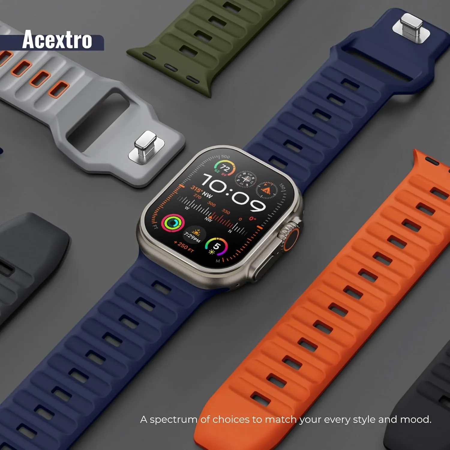 4-Pack Sport Bands Compatible with Apple Watch Ultra 2/Ultra Band 49mm 46mm 45mm 44mm 42mm for Men, Waterproof Silicone Strap Soft Breathable Wristband for iWatch Serise 10 9 8 7 6 5 4 3 SE