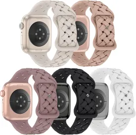 5 Pack Soft Silicone Bands Compatible with Apple Watch Band 38mm 40mm 41mm 42mm 44mm 45mm 46mm 49mm, Sport Strap Breathable Wristbands for iWatch Ultra/2 Series 10 9 SE 8 7 6 5 4 3 2 1