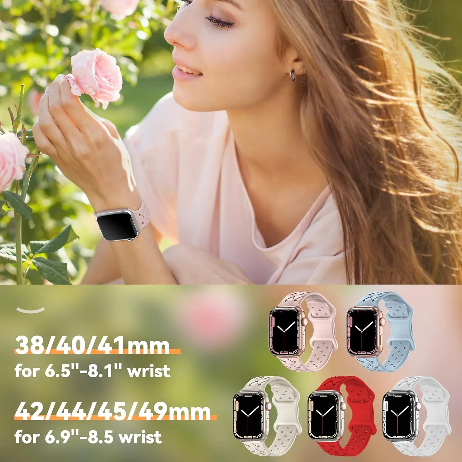 5 Pack Soft Silicone Bands Compatible with Apple Watch Band 38mm 40mm 41mm 42mm 44mm 45mm 46mm 49mm, Sport Strap Breathable Wristbands for iWatch Ultra/2 Series 10 9 SE 8 7 6 5 4 3 2 1