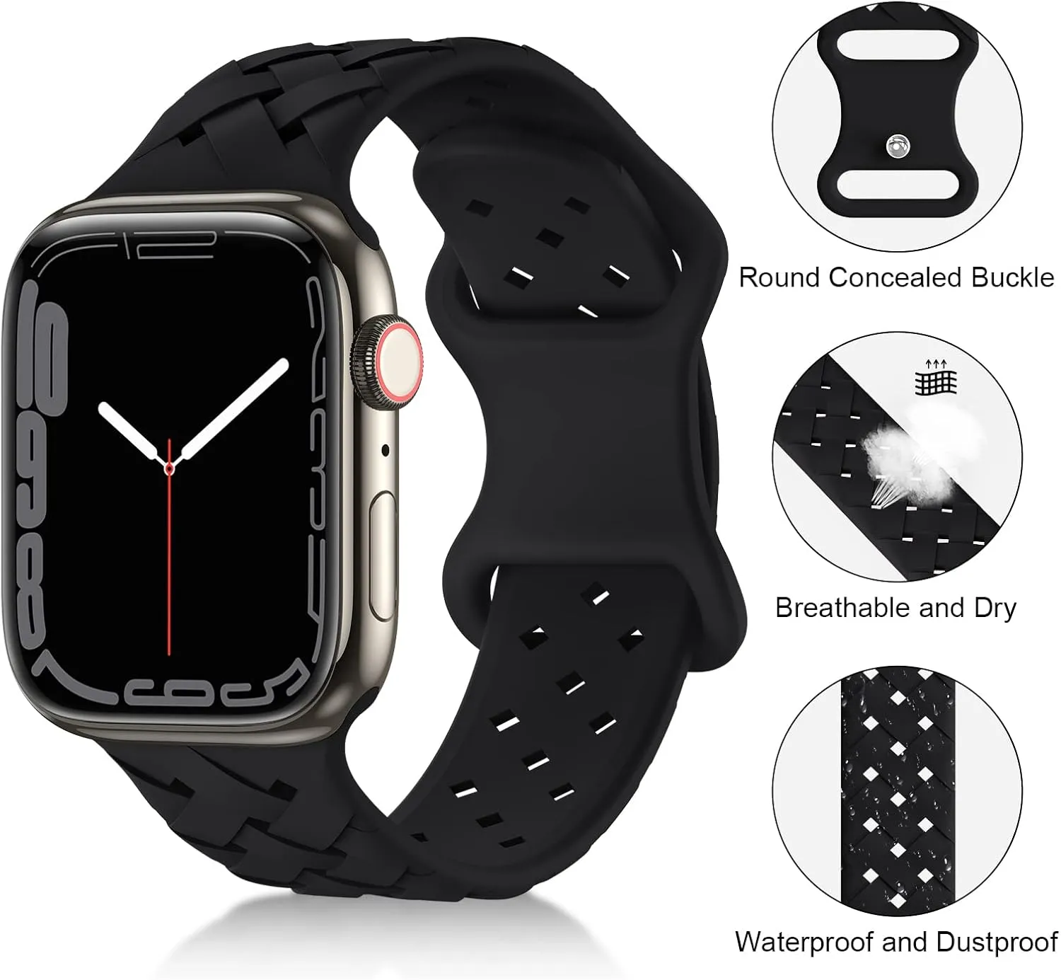 5 Pack Soft Silicone Bands Compatible with Apple Watch Band 38mm 40mm 41mm 42mm 44mm 45mm 46mm 49mm, Sport Strap Breathable Wristbands for iWatch Ultra/2 Series 10 9 SE 8 7 6 5 4 3 2 1
