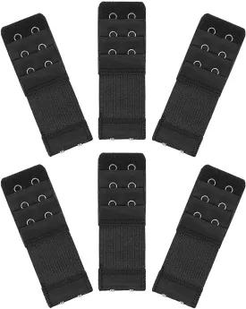 6 Pieces Women's Soft Comfortable Elastic Bra Extenders Bra Extension Strap 2 Hook 3 Row Lady's Bra Extender Bra Band