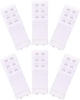 6 Pieces Women's Soft Comfortable Elastic Bra Extenders Bra Extension Strap 2 Hook 3 Row Lady's Bra Extender Bra Band