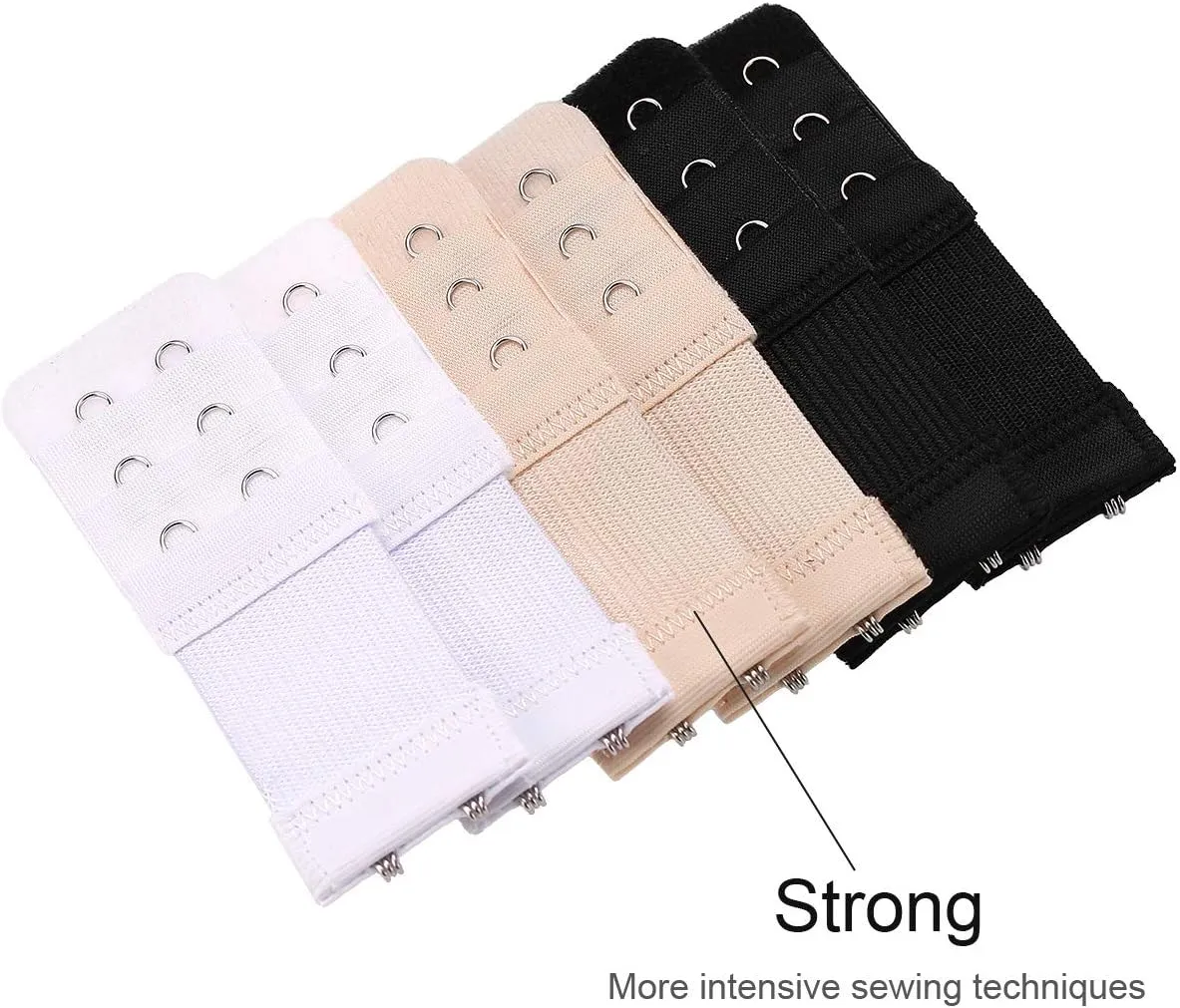 6 Pieces Women's Soft Comfortable Elastic Bra Extenders Bra Extension Strap 2 Hook 3 Row Lady's Bra Extender Bra Band