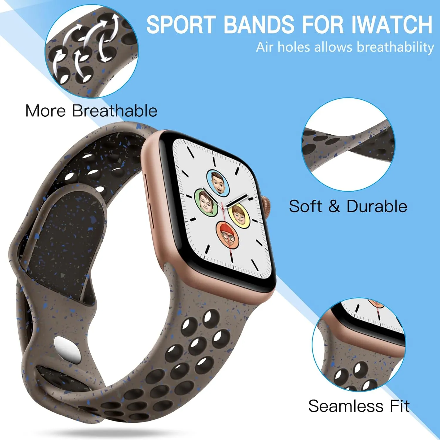 Adorve Sport Band Compatible with Apple Watch Band 49mm 46mm 45mm 44mm 42mm 41mm 40mm 38mm for Men Women,4 Pack Soft Silicone Breathable Wristband for iWatch Ultra 2 SE Series 10 9 8 7 6 5 4 3 2 1