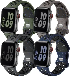 Adorve Sport Band Compatible with Apple Watch Band 49mm 46mm 45mm 44mm 42mm 41mm 40mm 38mm for Men Women,4 Pack Soft Silicone Breathable Wristband for iWatch Ultra 2 SE Series 10 9 8 7 6 5 4 3 2 1