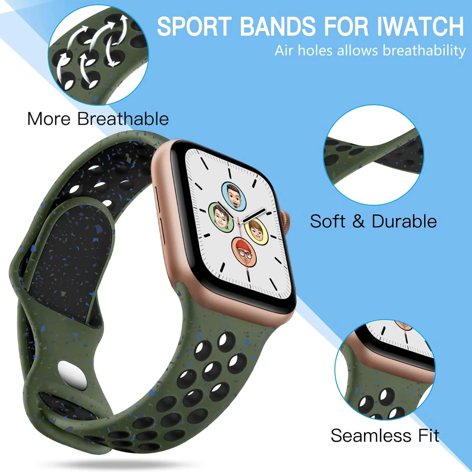 Adorve Sport Band Compatible with Apple Watch Band 49mm 46mm 45mm 44mm 42mm 41mm 40mm 38mm for Men Women,4 Pack Soft Silicone Breathable Wristband for iWatch Ultra 2 SE Series 10 9 8 7 6 5 4 3 2 1