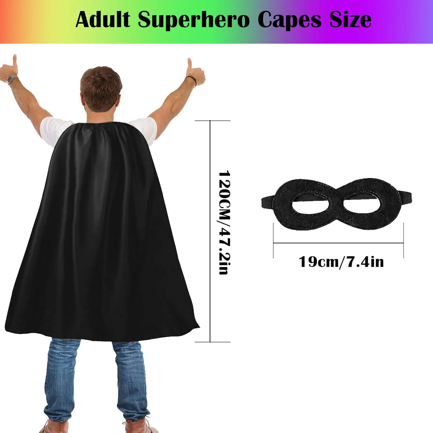 Adult Superhero Cape and Mask for Man and Woman - Halloween Vampire Capes Superhero Party Capes