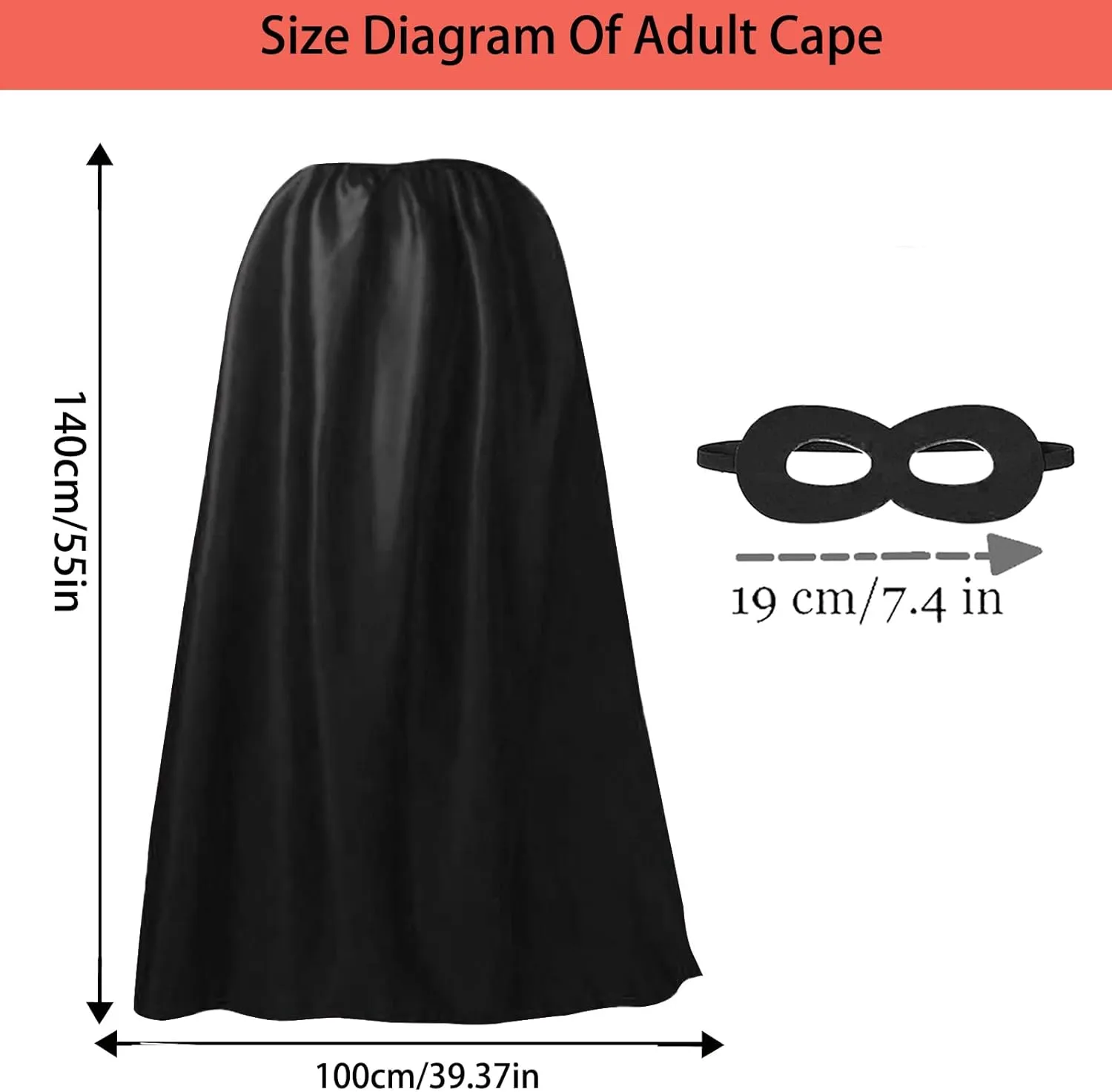 Adult Superhero Cape and Masks-Halloween Vampire Cape Men and Women Costume Party Superhero Cape