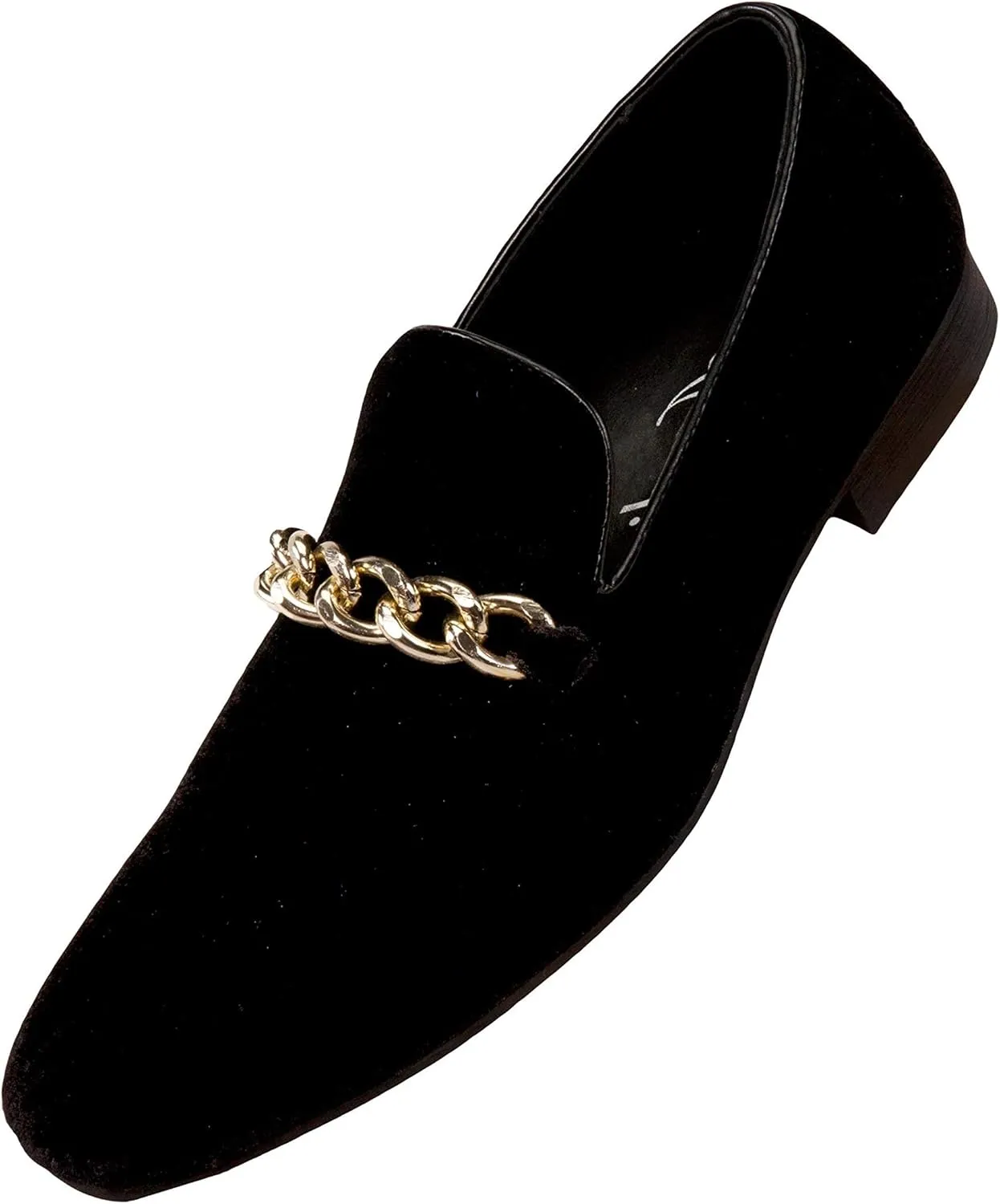 Amali Fay Velvet Mens Slip-On Shoes with Gold Chain Ornament Dress Shoes for Men Velvet Formal Loafers for Men The Original Smoking Men Tuxedo Dress Shoes