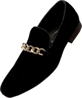 Amali Fay Velvet Mens Slip-On Shoes with Gold Chain Ornament Dress Shoes for Men Velvet Formal Loafers for Men The Original Smoking Men Tuxedo Dress Shoes