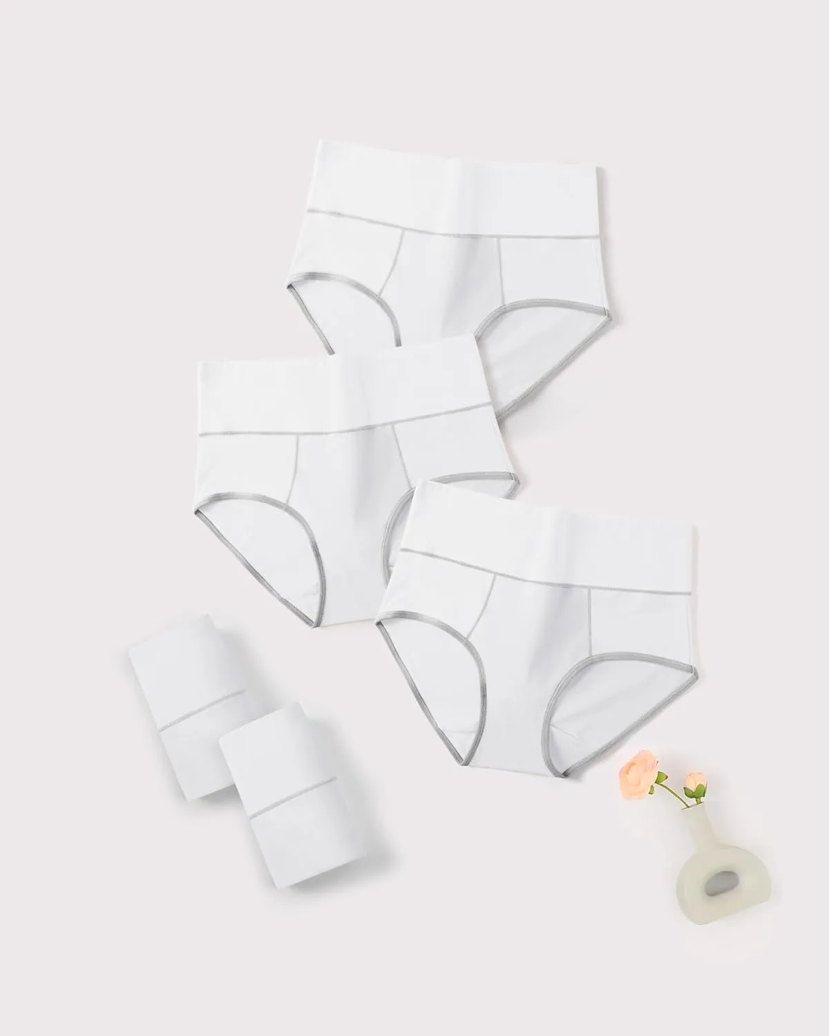 ASIMOON High Waisted Cotton Underwear for Women Plus Size Slight Tummy Control Full Coverage Panties Briefs Ladies Pack
