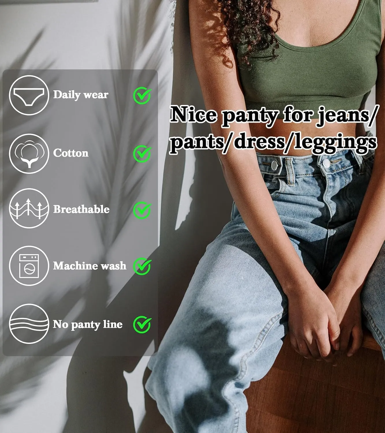 ASIMOON High Waisted Cotton Underwear for Women Plus Size Slight Tummy Control Full Coverage Panties Briefs Ladies Pack