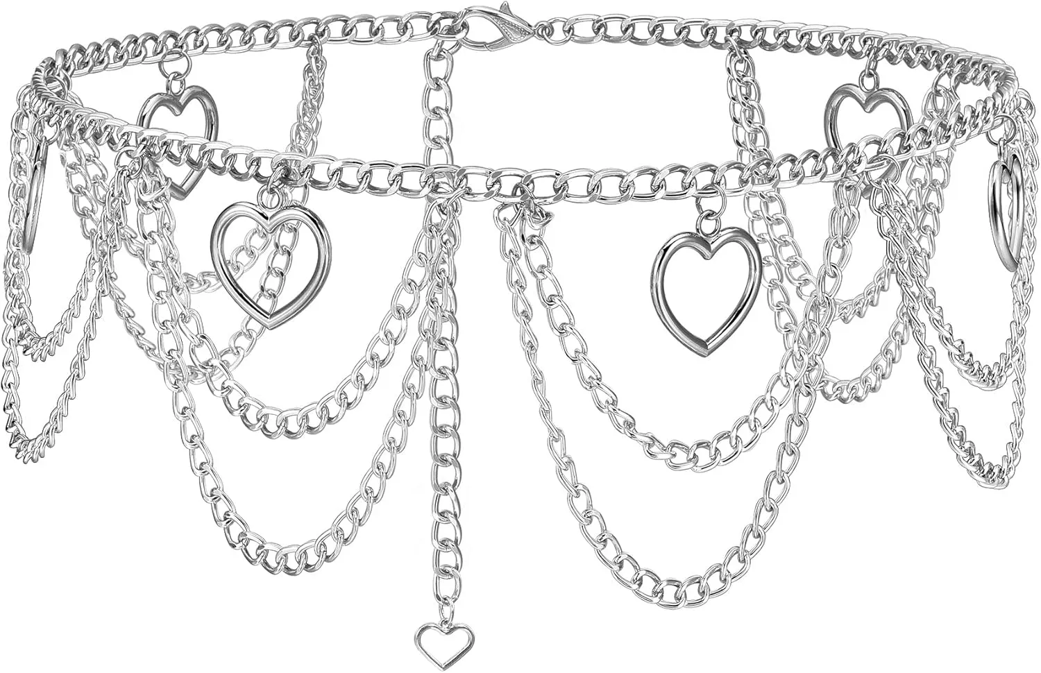 Ayliss Women Metal Chain Waist Belt - Multilayer Dress Belt With Heart Shape - Fashion Belly Dance Gift