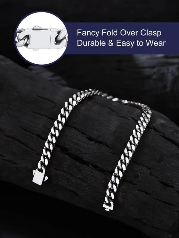 Bandmax Mens Stainless Steel Chain Necklaces 5/7/9/12 MM Chunky Miami Cuban Link Chain Necklace Bracelet Silver/Gold/Black Chains for Men 18"-30"