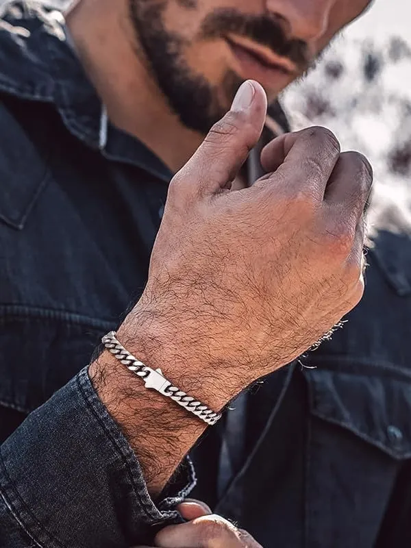 Bandmax Mens Stainless Steel Chain Necklaces 5/7/9/12 MM Chunky Miami Cuban Link Chain Necklace Bracelet Silver/Gold/Black Chains for Men 18"-30"