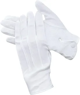Beaded Parade Cotton Gloves for Women and Men With Grip - Non-Slip Costume Uniform Police Gloves With Snap Cuff