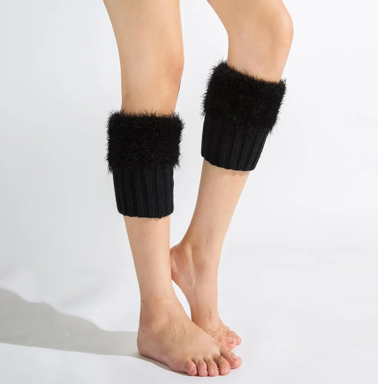 Bestjybt Womens Fur Boot Socks Knitted Boot Cuffs Leg Warmers