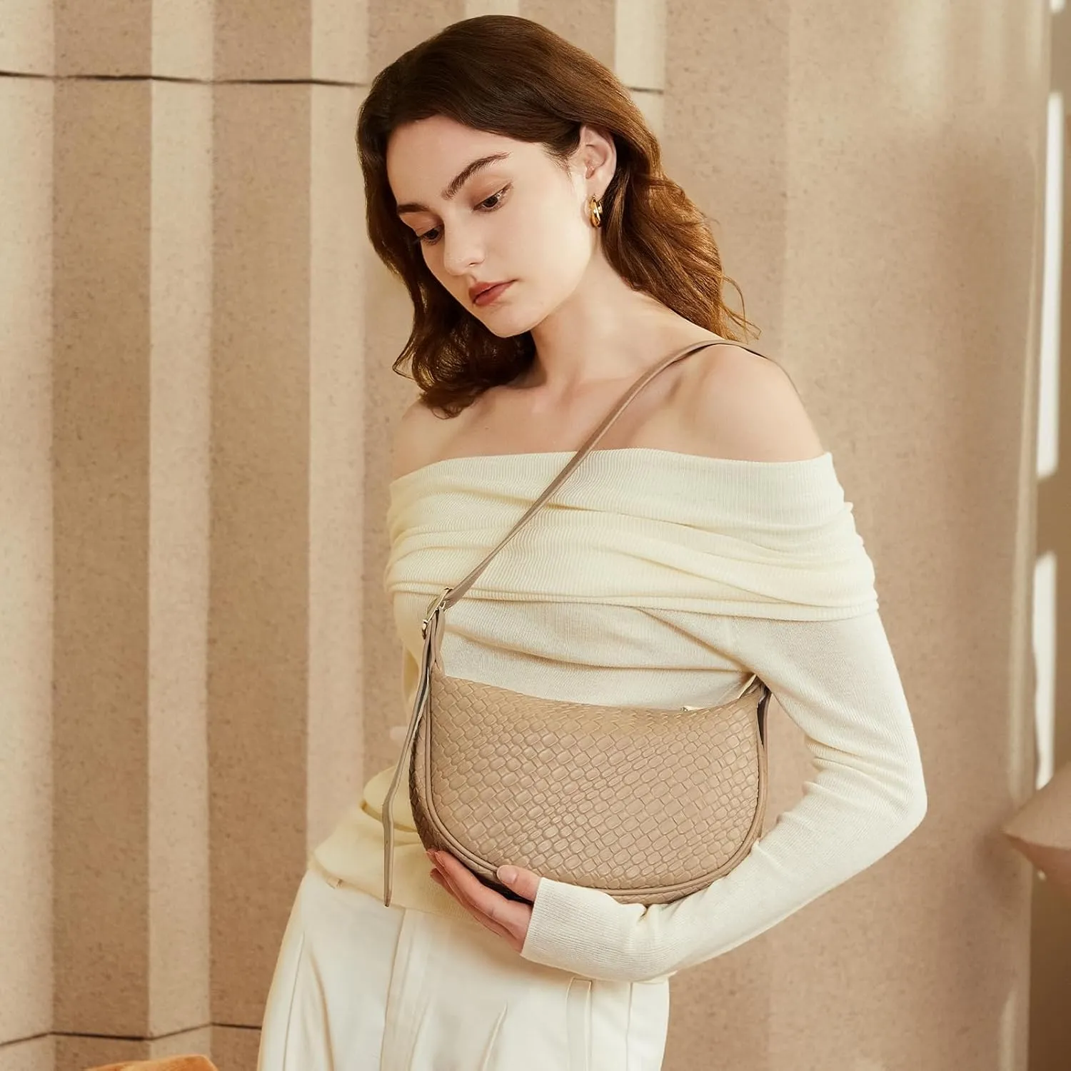 BOSTANTEN Purses for Women Small Crossbody Bags Crescent Shoulder Bag Hobo Handbag with Adjustable Strap