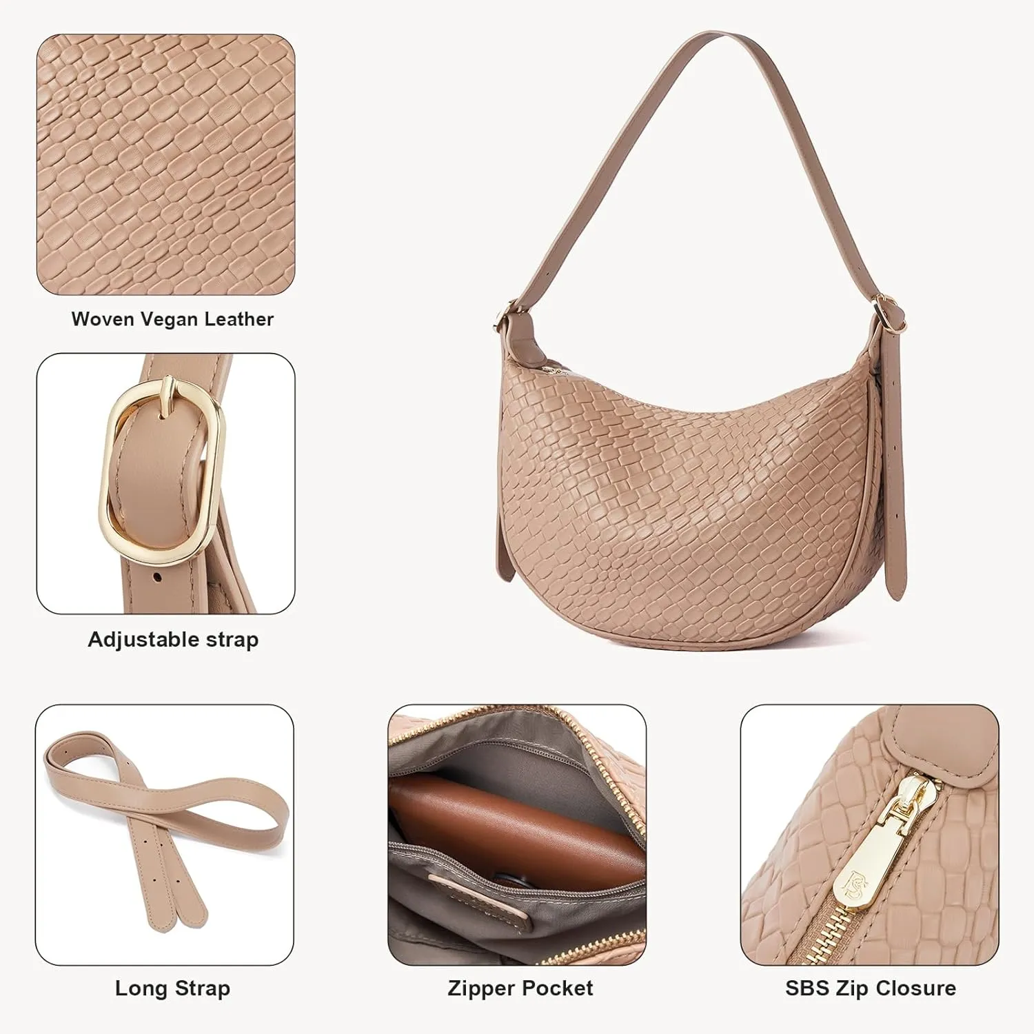 BOSTANTEN Purses for Women Small Crossbody Bags Crescent Shoulder Bag Hobo Handbag with Adjustable Strap