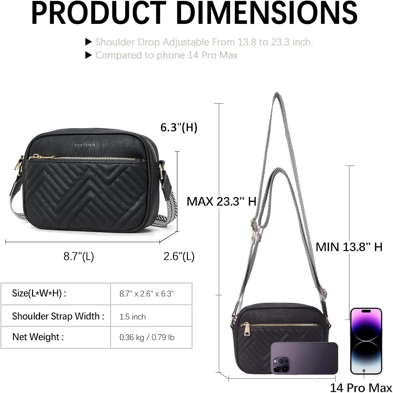 BOSTANTEN Quilted Crossbody Bags for Women Vegan Leather Purses Small Shoulder Handbags with Wide Strap
