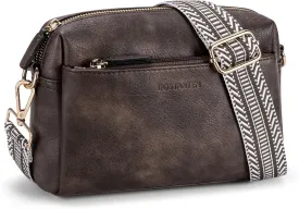 BOSTANTEN Small Crossbody Purse for Women Triple Zip Cell Phone Leather Handbag with Colored Shoulder Strap
