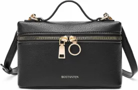 BOSTANTEN Vegan Leather Satchel Bag Quilted Crossbody Purses for Women Small Tote Shoulder Handbags with Detachable Strap