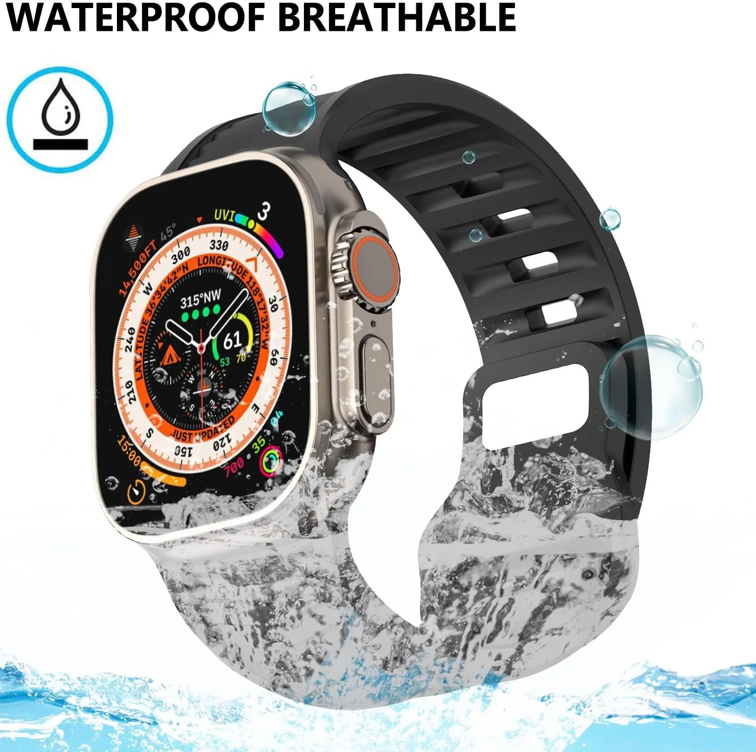 BOTOMALL Compatible with Apple Watch Band 49/46/45/44/42mm, Soft Silicone Waterproof Breathable Wristbands Strap for iWatch Series 10 Ultra 9 8 7 6 5 4 SE 3 2 1