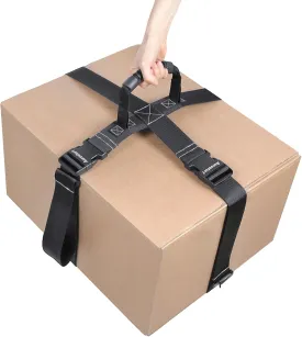 Box Carrying Strap with Handle 74.8 Inch Adjustable Straps for Battery Box Handheld Belt Carry Straps for Safely Moving and Lifting Heavy Boxes (Black, 74.8 Inch)
