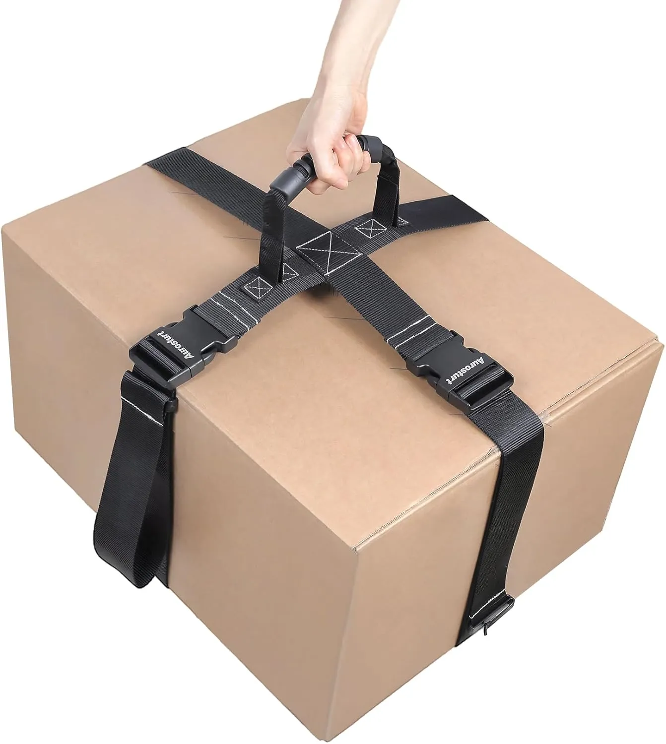 Box Carrying Strap with Handle 74.8 Inch Adjustable Straps for Battery Box Handheld Belt Carry Straps for Safely Moving and Lifting Heavy Boxes (Black, 74.8 Inch)
