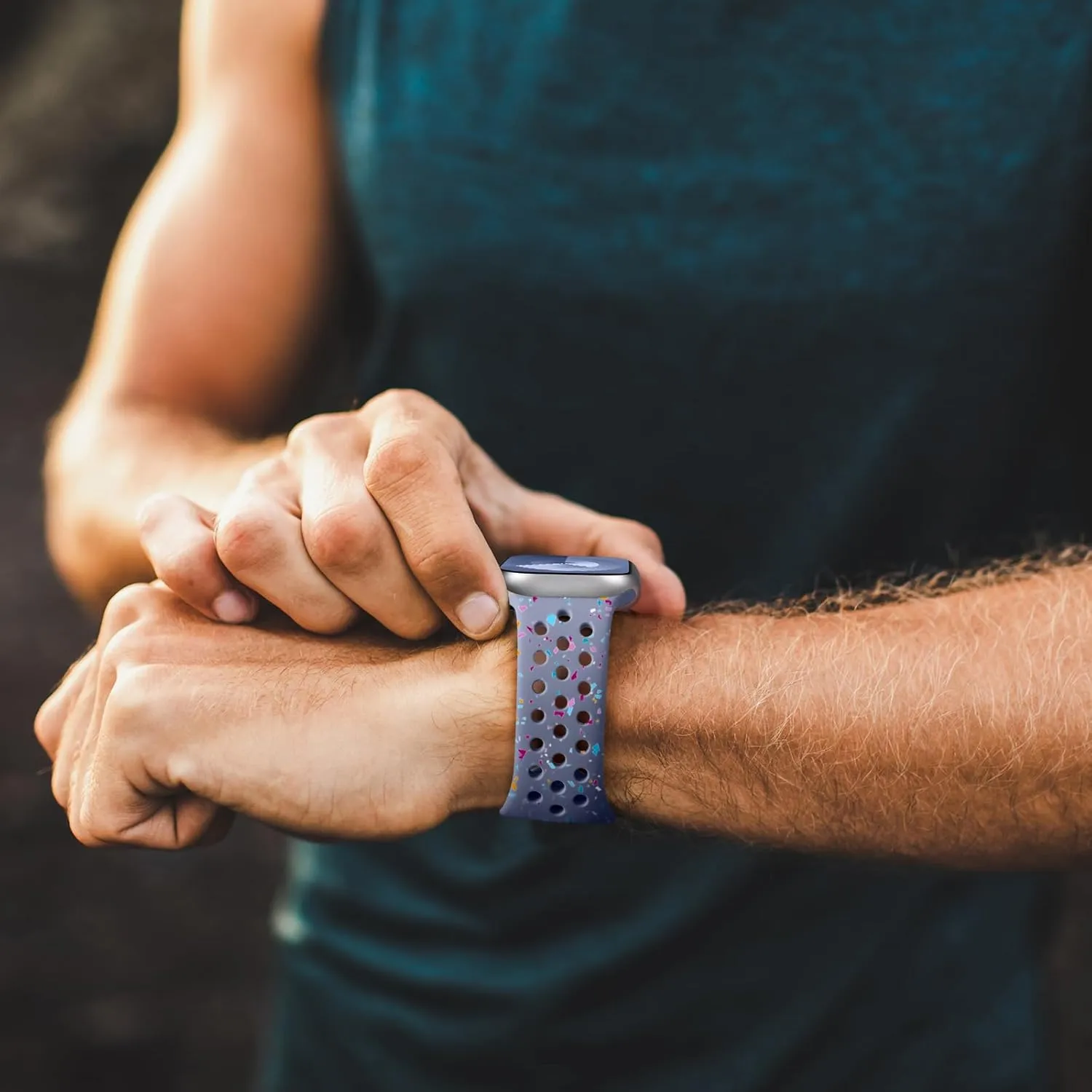 Breathable Sport Band Compatible with Apple Watch Band 38mm 40mm 41mm 42mm 44mm 45mm 46mm 49mm, Soft Eco-Friendly Silicone Band for iWatch Series 10/9/8/7/6/5/4/3/2/1 SE Ultra