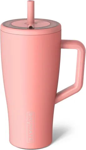BrMate Era 30 oz Tumbler with Handle and Straw | 100% Leakproof Insulated Tumbler with Lid and Straw | Made of Stainless Steel | Cup Holder Friendly Base | 30oz (Guava)