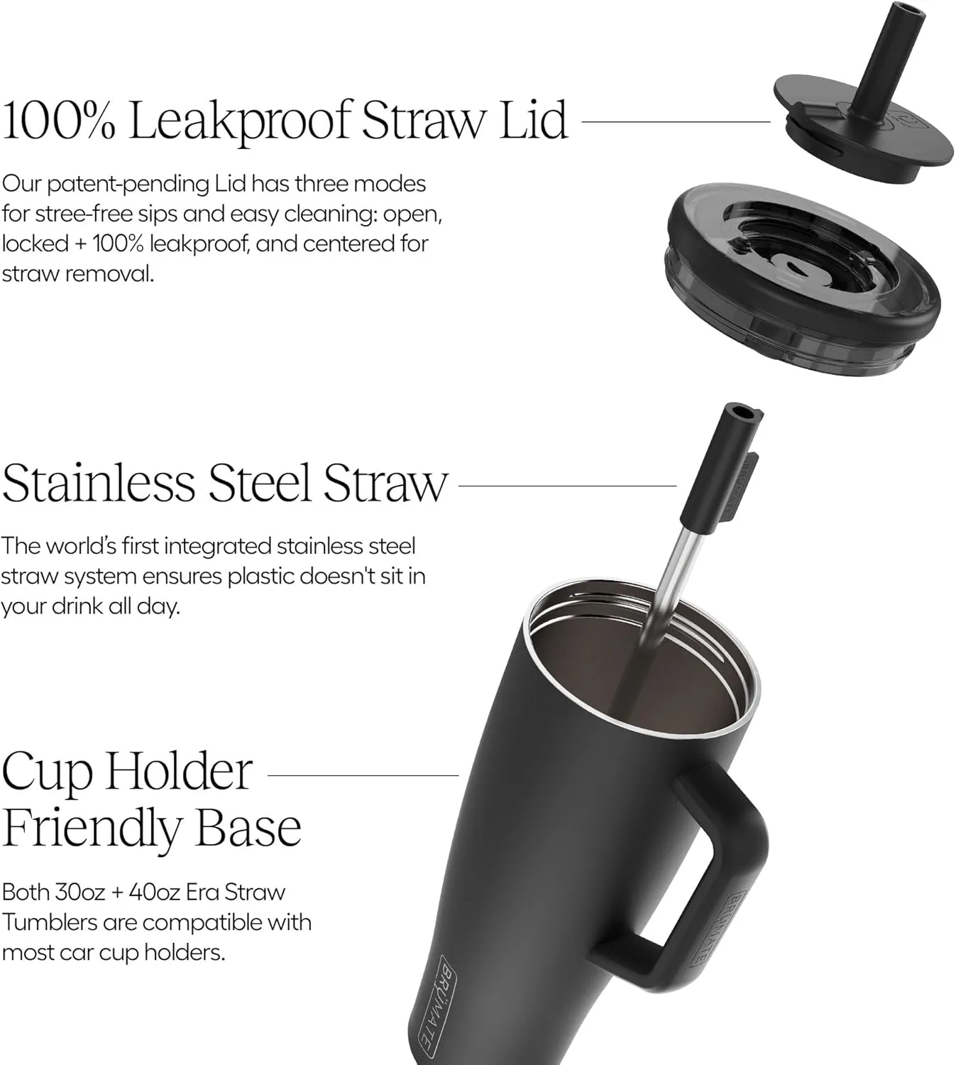 BrMate Era 30 oz Tumbler with Handle and Straw | 100% Leakproof Insulated Tumbler with Lid and Straw | Made of Stainless Steel | Cup Holder Friendly Base | 30oz (Guava)