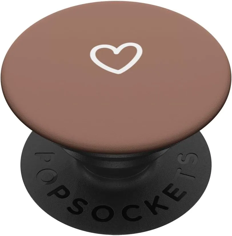 Brown Minimalist Hand Drawn Heart PopSockets Standard PopGrip
