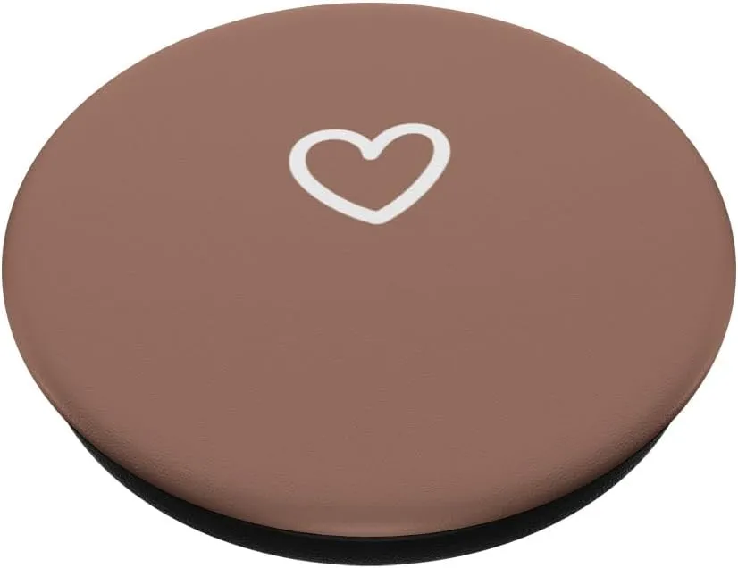 Brown Minimalist Hand Drawn Heart PopSockets Standard PopGrip