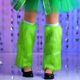 CanB St Patricks Day Fur Leg Warmers Mardi Gras Leg Warmers Covers Furry Fur Long Boots Cuff Cover Costume Furry Leg Covers