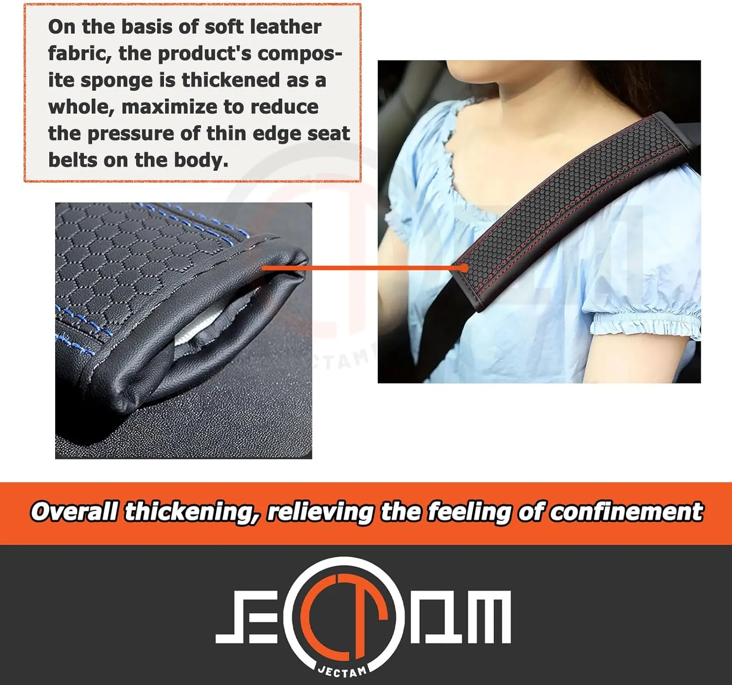 Car Seat Belt Cover Pads, Leather Seat Belt Cover, Universal Car Seat Belt Shoulder Strap Covers, Breathable Leather Soft Harness Pad Protect Your Neck and Shoulder, 2 PCS (Diamond-Blue)
