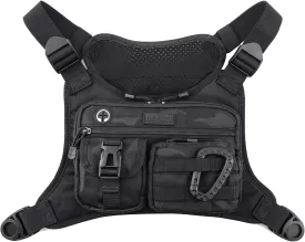 Chest Bag For Men, Tactical Inspired Sports Utility Chest Pack, EDC Pouch Bag With Built-In Phone Holder for Workouts, Running, Cycling, Black