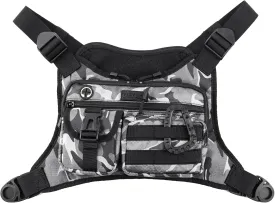Chest Bag For Men, Tactical Inspired Sports Utility Chest Pack, EDC Pouch Bag With Built-In Phone Holder for Workouts, Running, Cycling, Grey