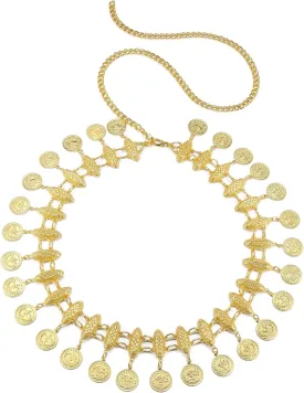 CHIC DIARY Women Chain Belt Gold Coin Pendant Waist Belt Belly Dance Body Chain Belt for Party