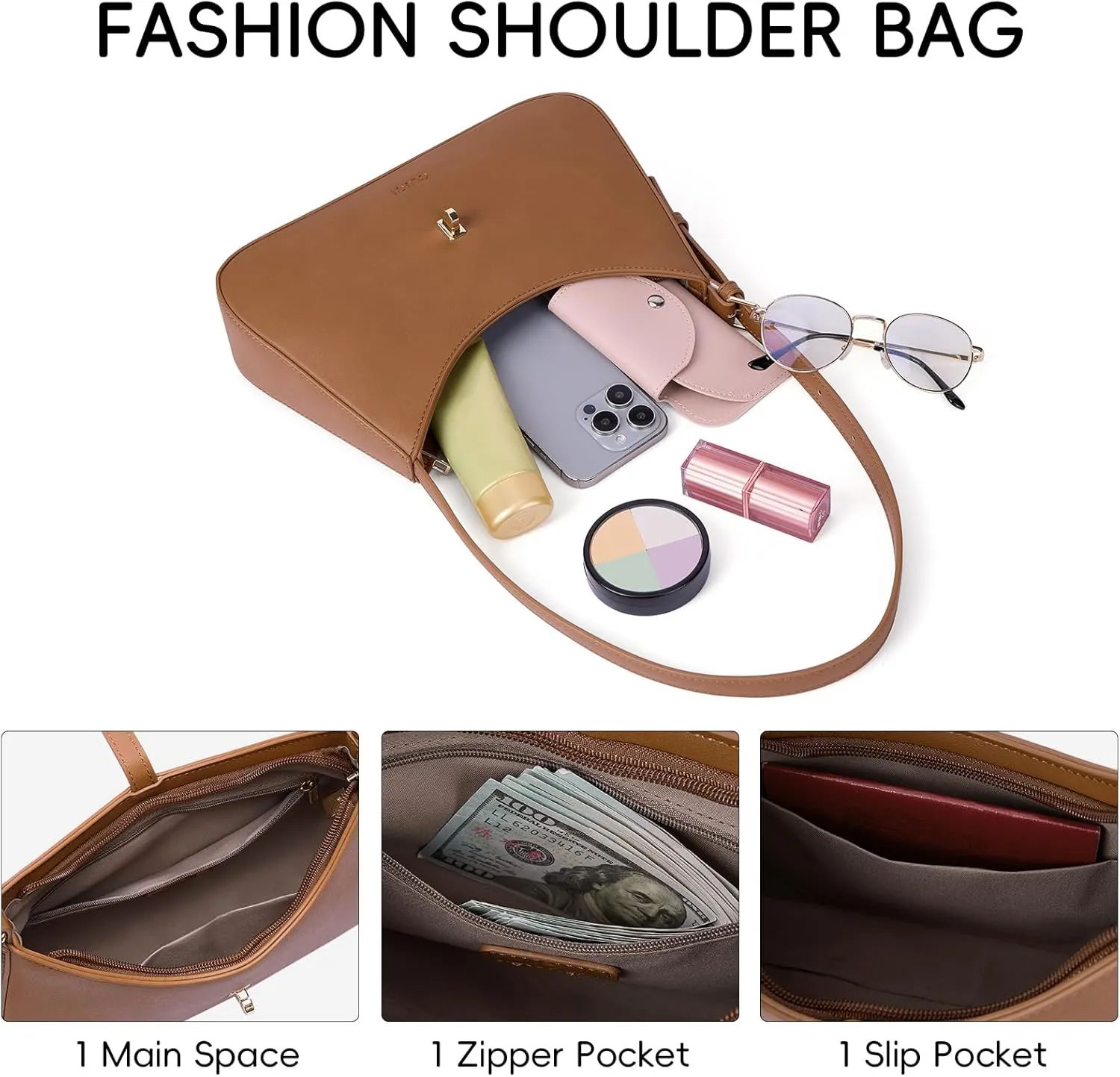 CLUCI Shoulder Bag for Women, Purses for Women, Handbag Hobo Bags Vegan Leather Crossbody Purse with Adjustable Strap