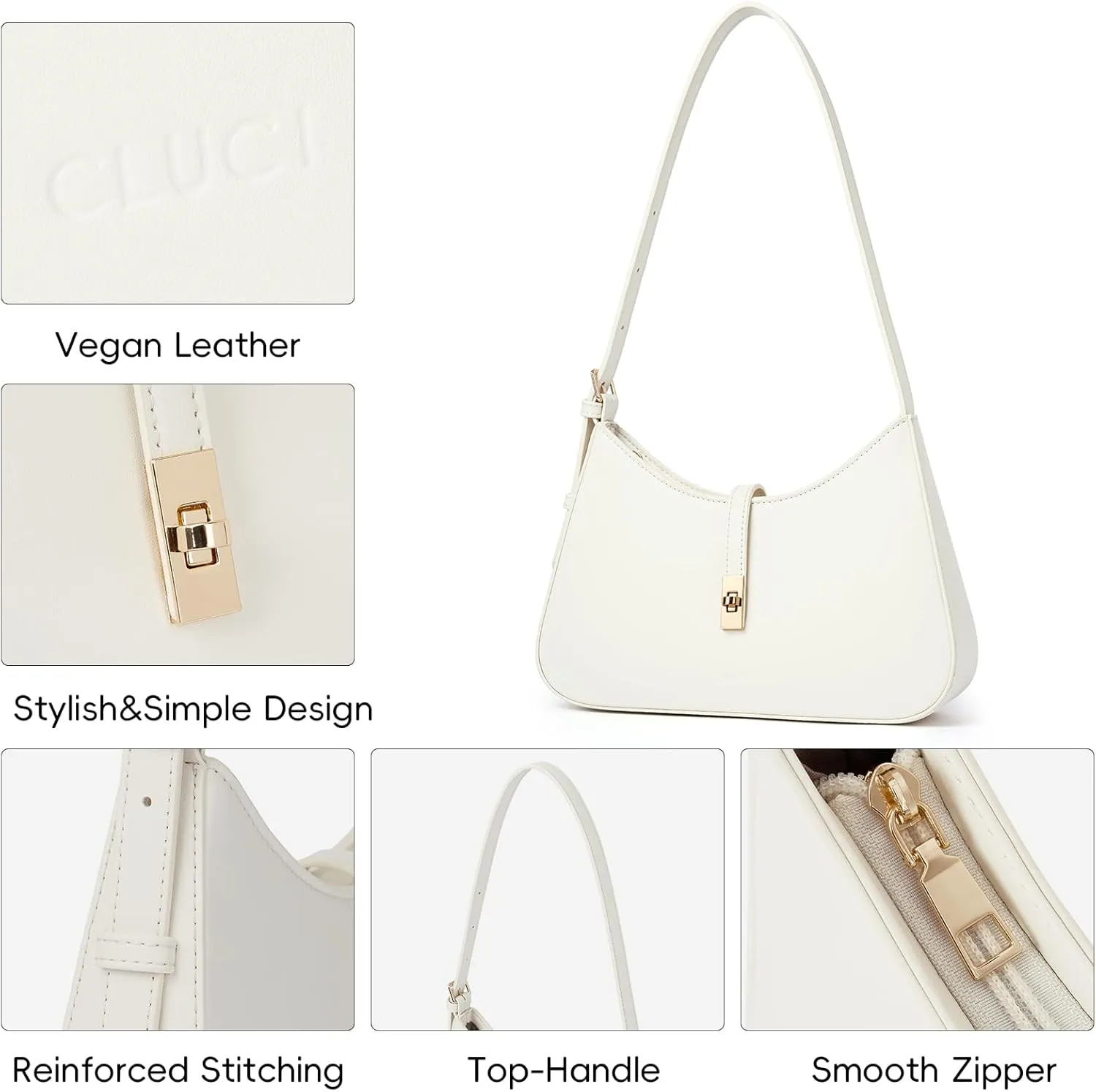 CLUCI Shoulder Bag for Women, Purses for Women, Handbag Hobo Bags Vegan Leather Crossbody Purse with Adjustable Strap