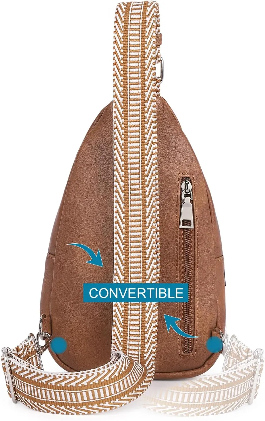 CLUCI Small Sling Bag for Women, Vegan Leather Fanny Pack Crossbody Bags for Women, Chest Bag With Guitar Strap